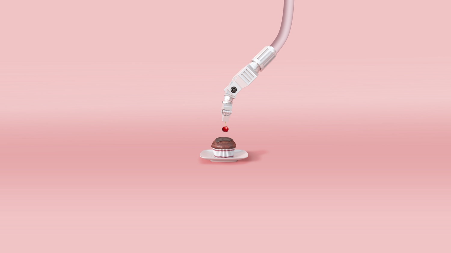Affiche officielle 2026 « Saveurs Savantes » : un bras robotisé dépose une cerise sur un cupcake.